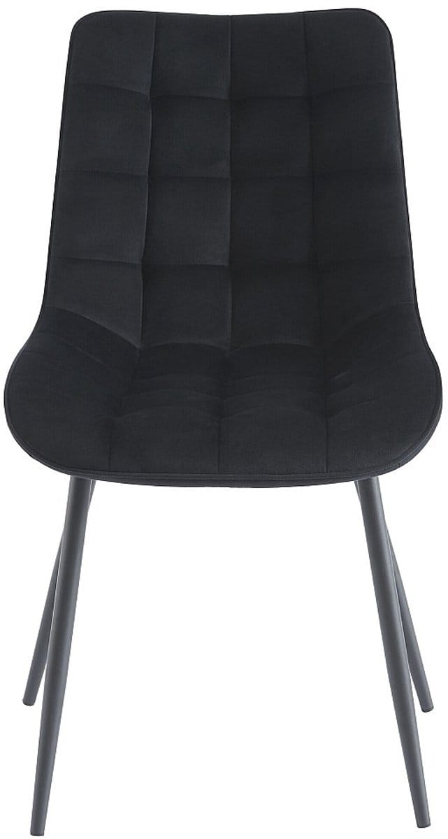 Vente-unique Set van 2 gestoffeerde stoelen - Fluweel en zwart metaal - Zwart - OLLUA