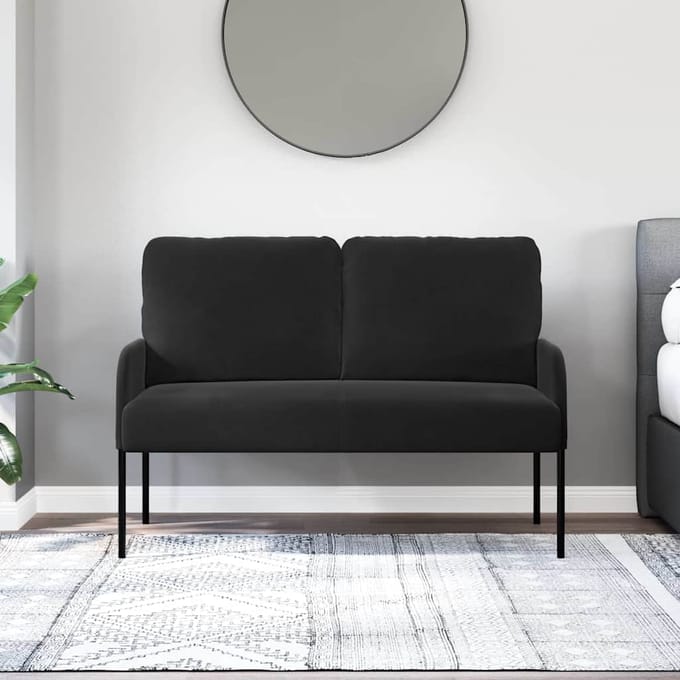 vidaXL - Banken - met - kussen - 110cm - Zwart - Multiplex