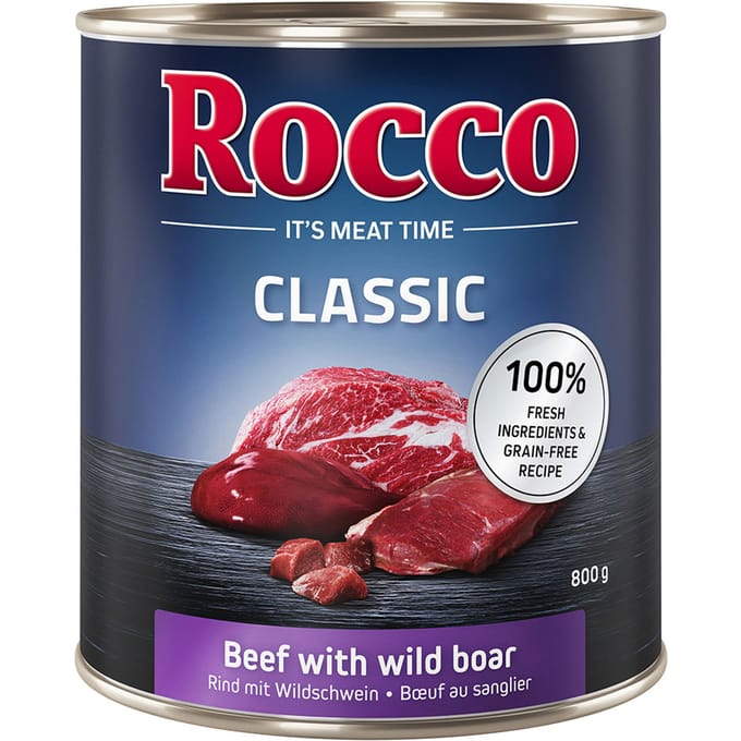 Voordeelpakket Rocco Classic 12 x 800 g Hondenvoer - Rund met Wild Zwijn