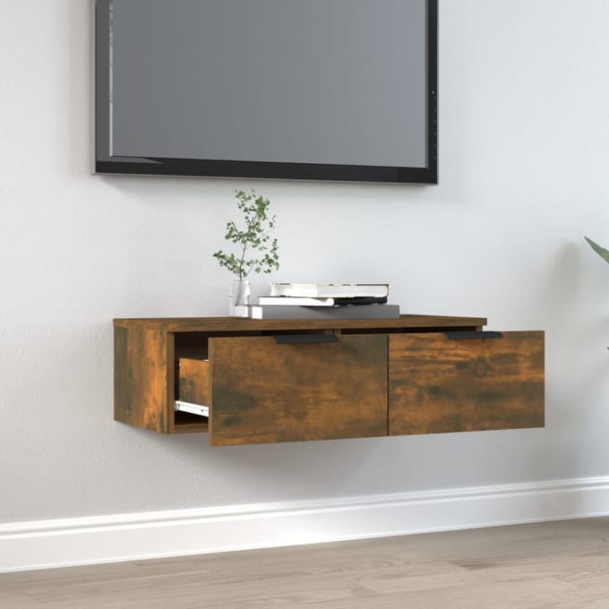vidaXL - Wandkast - 68x30x20 - cm - bewerkt - hout - gerookt - eikenkleurig