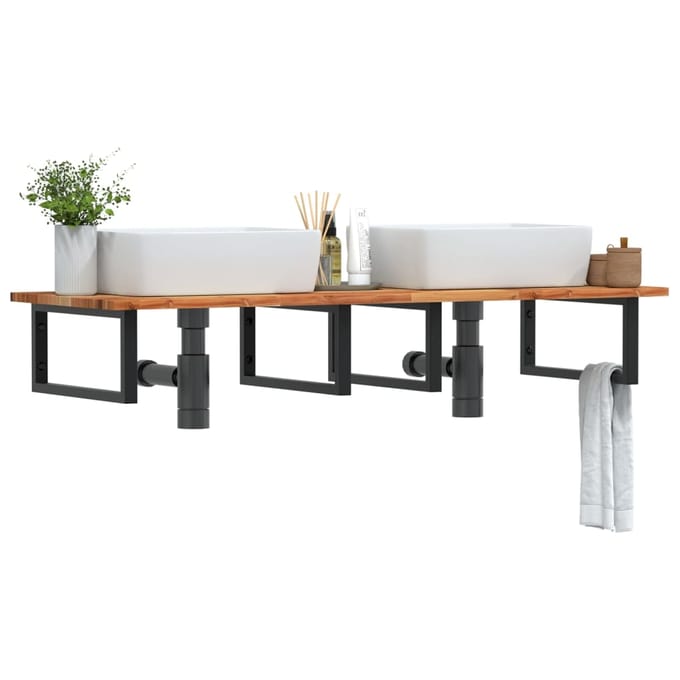 vidaXL - Badkamer - wandschap - staal - en - massief - acaciahout