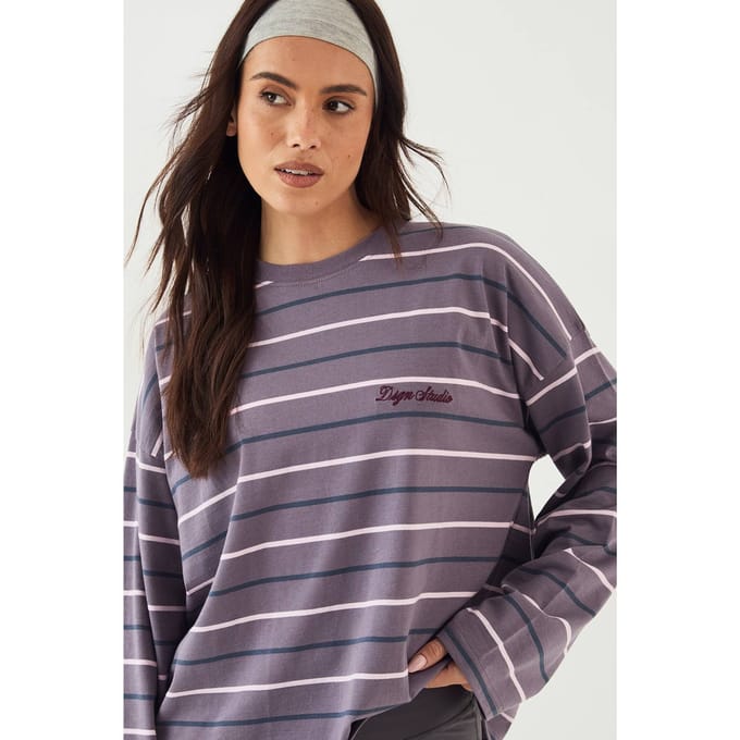 Dames DSGN Studio Gestreept Lange Mouwen T-Shirt | Charcoal | Maat: XS