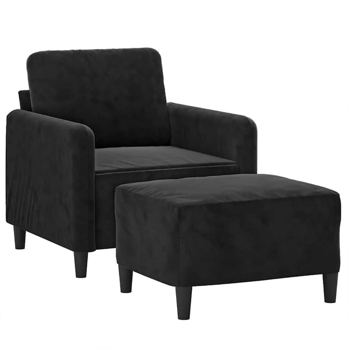 vidaXL - Fauteuil - met - voetenbank - 60 - cm - fluweel - zwart
