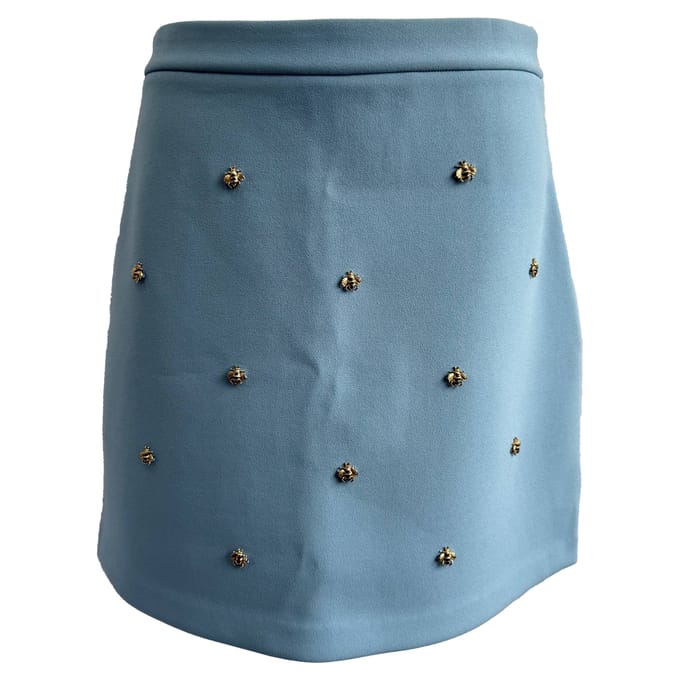 Maje Jizie minirok met bijenversiering in blauw polyester
