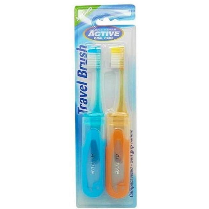Active Oral Care Travel Toothbrushes Medium 2 st