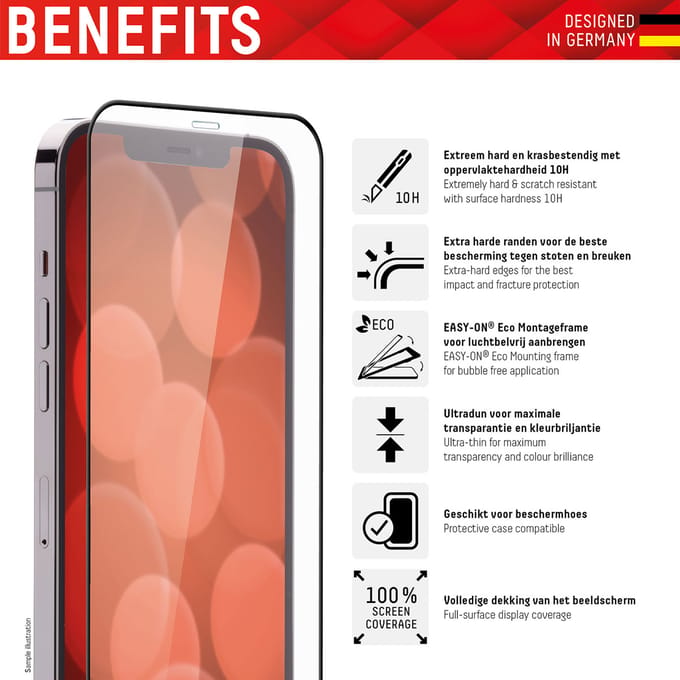 Displex Real Glass FC + Frame screenprotector geschikt voor iPhone 6 6s 7 8 en SE 2020 SE 2022 - transparant