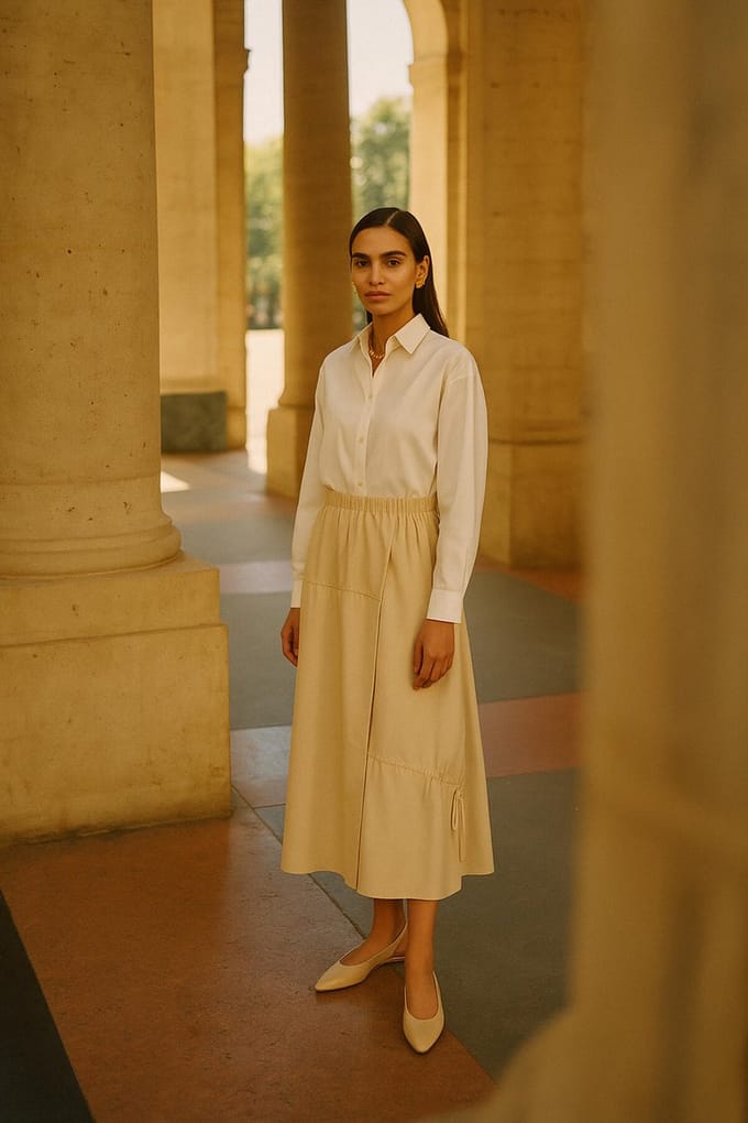Touché Privé - Rok met rimpeldetails - Stone - Dames