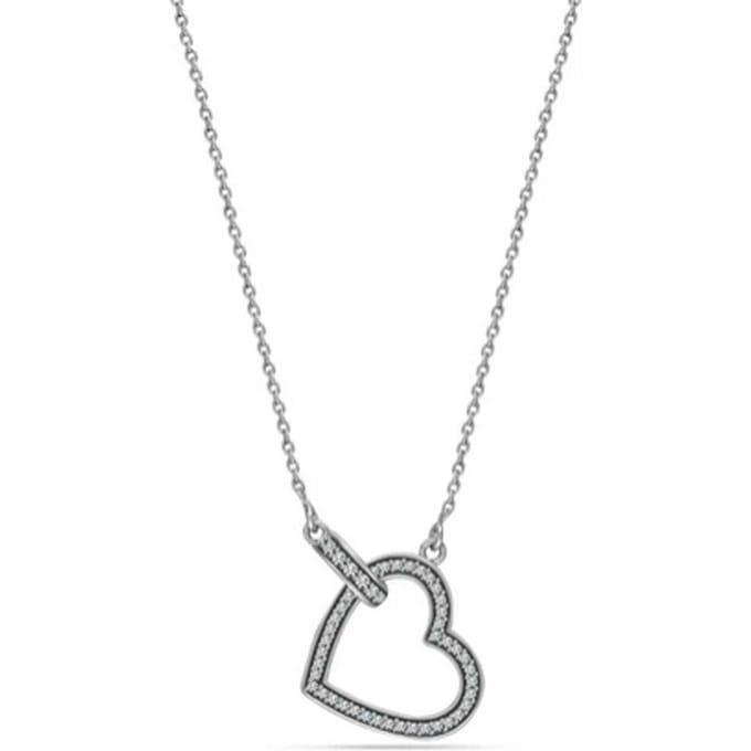 Damesketting, Scheve Hart, 925 Sterling Zilver BICLL027