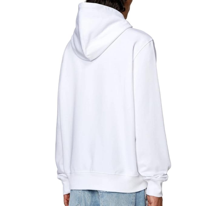 Diesel Heren Torn Logo Hoodie (Wit)