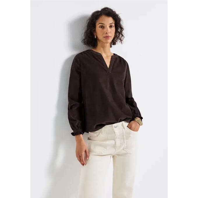 Corduroy blouse met ruches