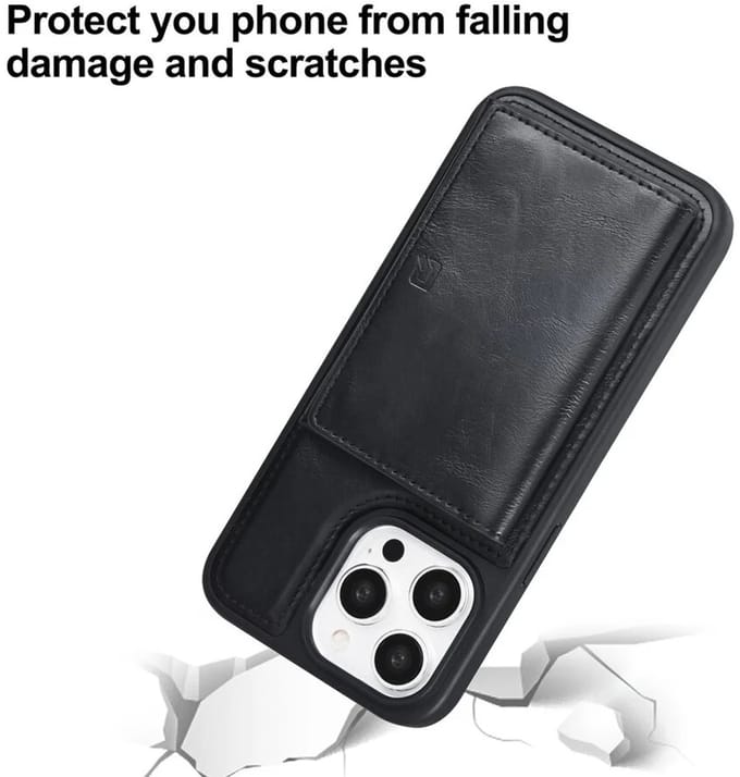 TUNIQ iPhone 15 Pro Backcover hoesje met afneembare Pasjeshouder - Zwart