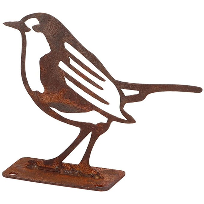 Esschert Design tuinbeeld roodborst van metaal roestkleurig decoratie.