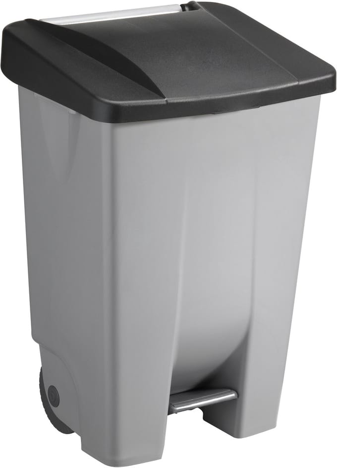 Sunware Afvalcontainer/rolemmer - pedaalemmer Basic - zwart - 80 liter - 19 x 41 x 75 cm - huis/tuin afval scheiden