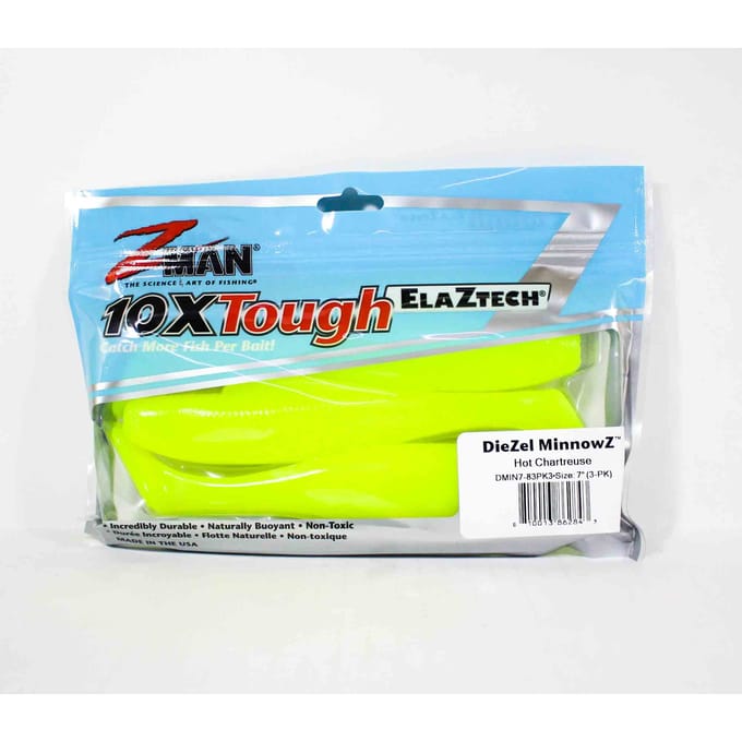 Zman Zacht kunstaas Diezel MinnowZ 7 Inch 3/Pack Hot Chart (2843) blue