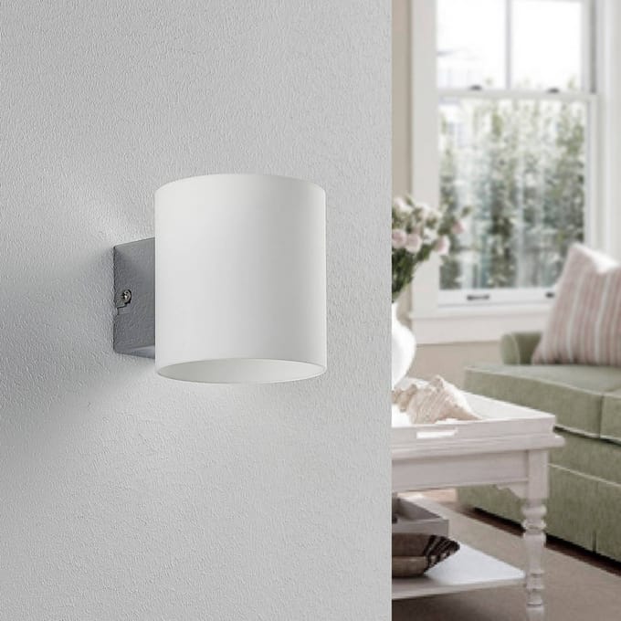 Lindby - wandlamp - 1licht - Glas, metaal - H: 9.5 cm - G9 - wit, chroom