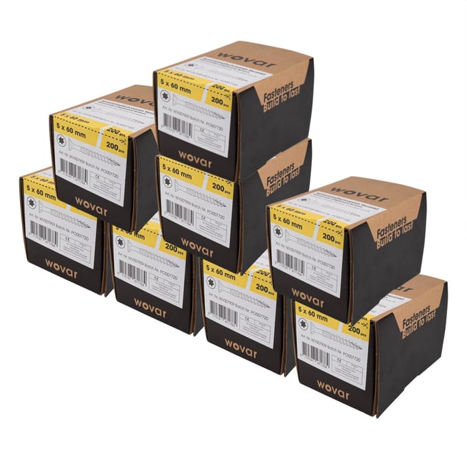 Spaanplaatschroeven Verzinkt 5 x 60 mm Torx 25 Deeldraad | 1600 Stuks