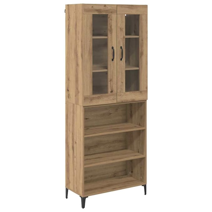 vidaXL Highboard Artisan Eiken 69,5 x 34 x 180 cm Bewerkt hout