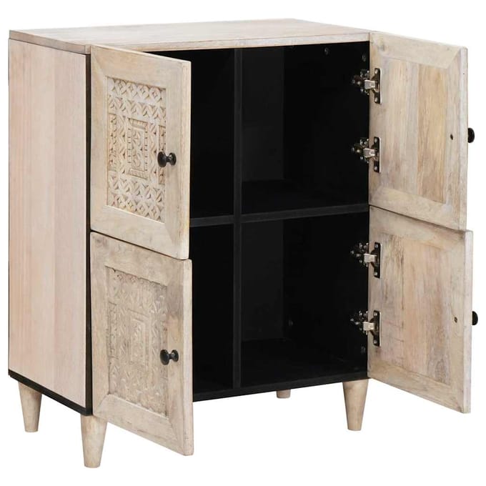 vidaXL - Dressoir - Bleached - White - 60 - x - 33 - x - 75 - cm - Massief - Mango - Hout