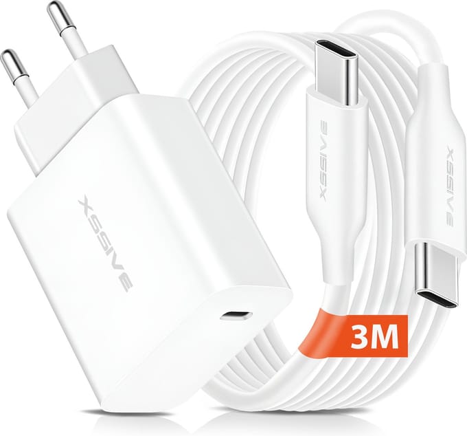 45W Power Adapter met USB-C naar USB C Kabel 3 Meter - Super Fast Charging 2.0 - Geschikt voor Samsung Galaxy Telefoon en Tablet Oplader