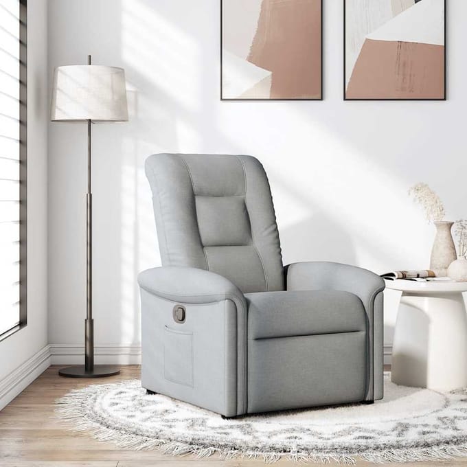 vidaXL - Fauteuil - verstelbaar - stof - lichtgrijs