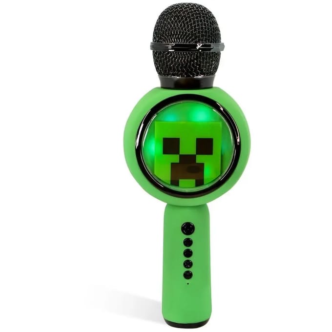 Minecraft - draadloze karaoke microfoon voor kinderen - oplichtend LED display - speaker - stemvervorming