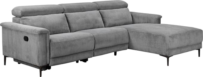 Lund-Hoekbank 3-zits - 1 Relaxfauteuil - Grijs Corduroy