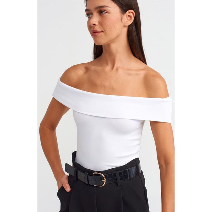 Off-Shoulder Slim-Fit Jersey Blouse