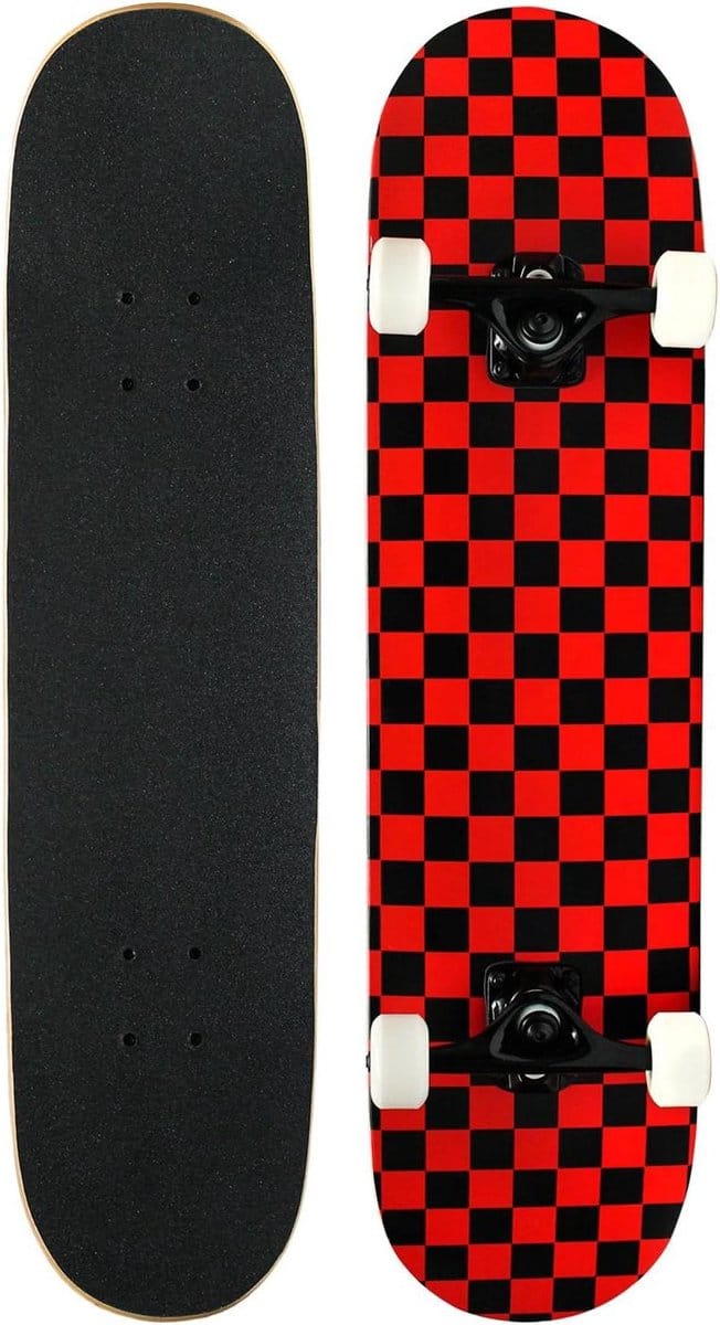 Compleet Skateboard - Pro Board - Straat Skatepark - Gemonteerd Geleverd - 32 Inch Dek - Zwart Rood