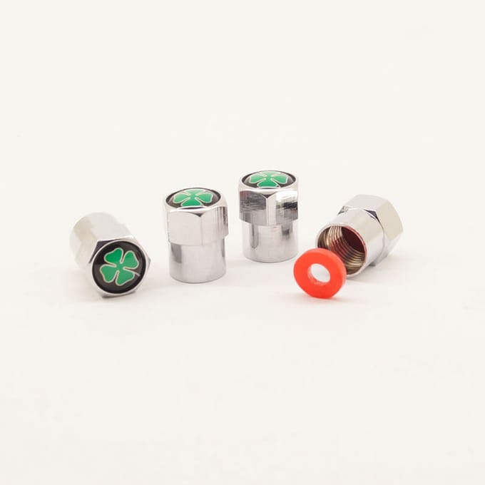 Schrader (auto) ventiel - Zilver klavertje vier aluminium met afdichting