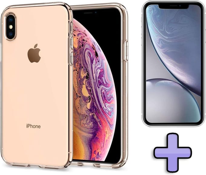 HB Hoesje Geschikt voor Apple iPhone X / XS - Siliconen Back Cover / Glazen Screenprotector - Transparant