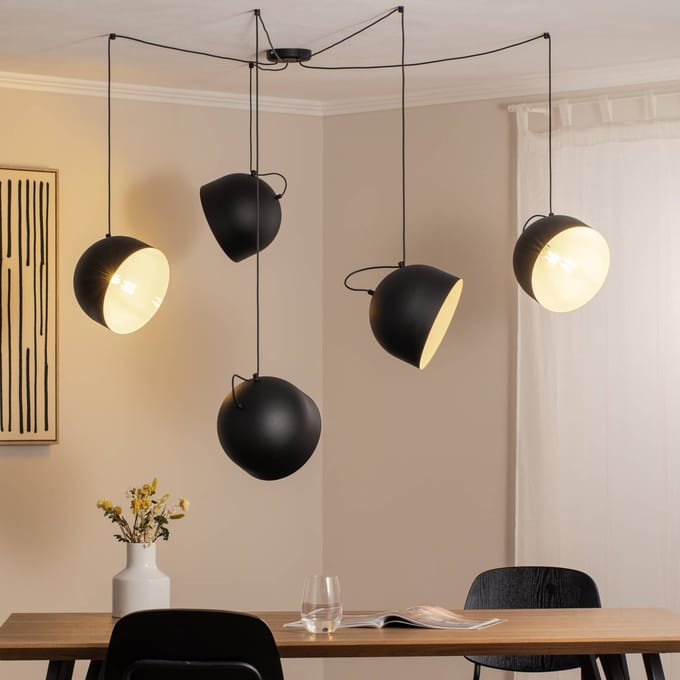 ALDEX Hanglamp Pepe, zwart, 5-lamps