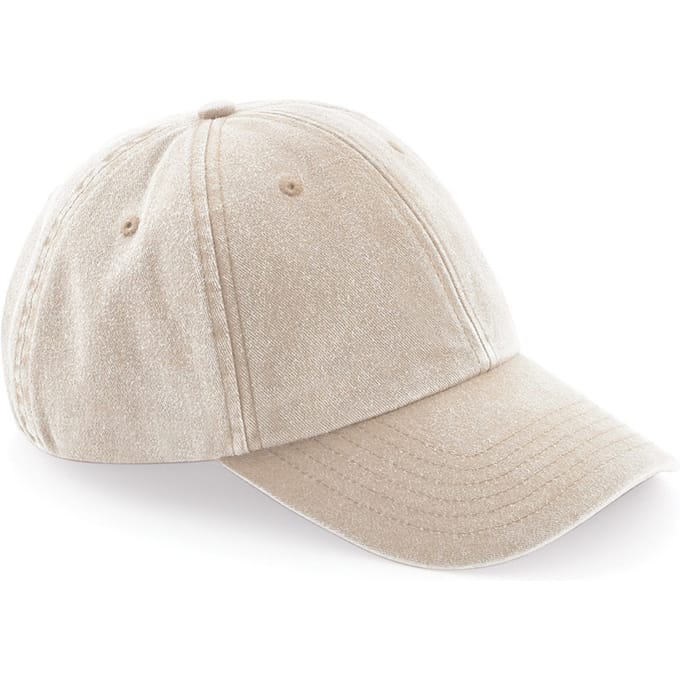 Beechfield Unisex Laag Profiel Vintage Denim-Look Cap (Vintage steen)