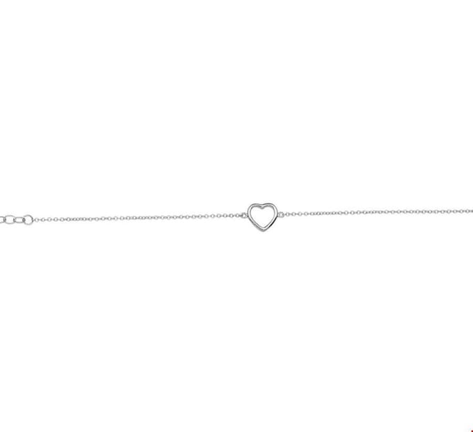 Armband Zilver Hart 1,3 mm 15,5 + 2,5 cm