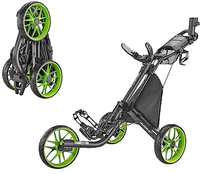 Lichte opvouwbare golfwagen met 3 wielen en voetrem