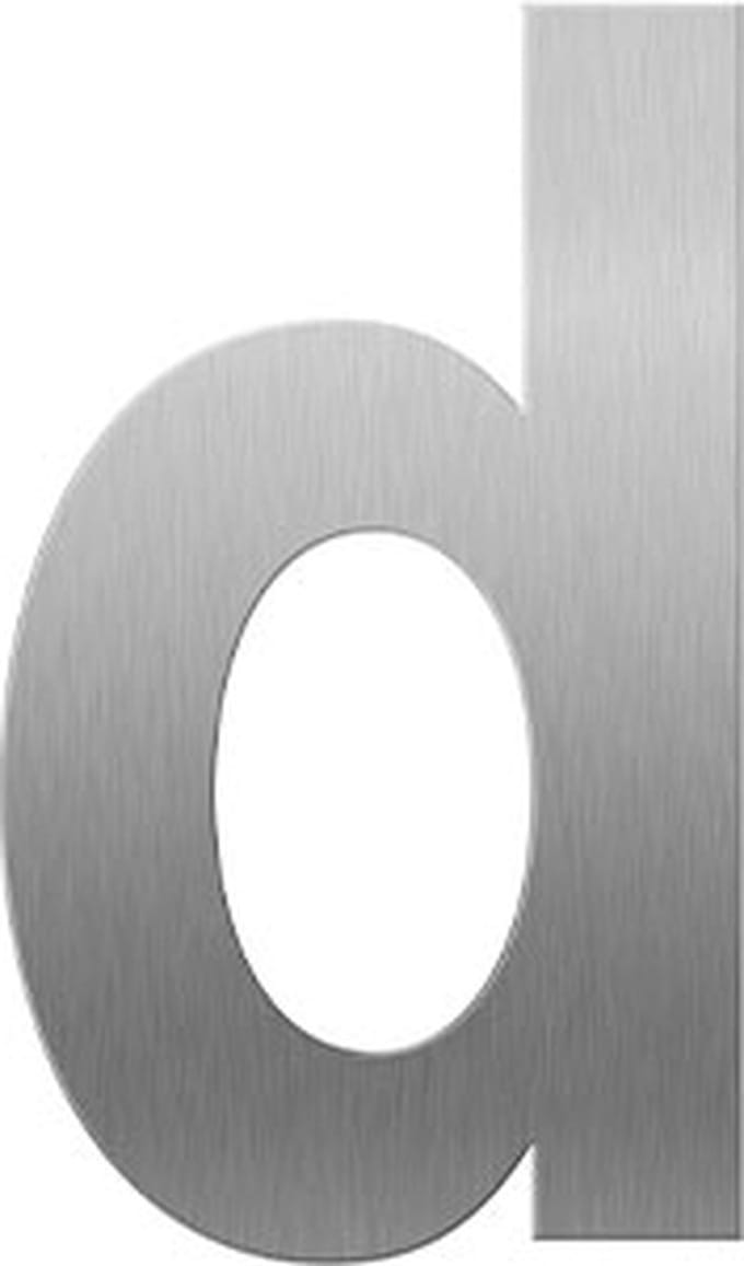 Huisnummer toevoeging - RVS geborsteld - RVS - GPF - RVS letter 'd', 156 mm