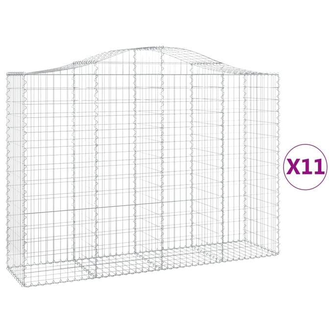vidaXL - Schanskorven - 11 - st - gewelfd - 200x50x140/160 - cm - ijzer