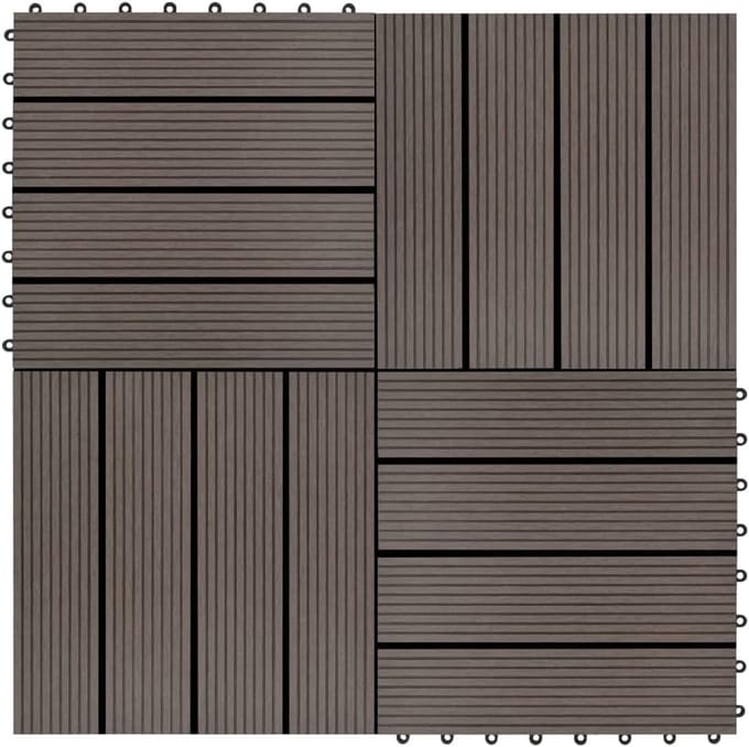 Terrastegels - Buiten vloer - Buitenruimte creëren - WPC composiet - 30 x 30 cm - Donkerbruin