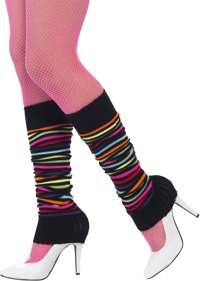 Smiffys Neon gekleurde beenwarmers dames - Eighties - carnaval - verkleedkleding