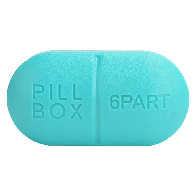 6 Vaks Mini Pillendoosje Draagbare Medicijndoos Reis Tablettenhouder Organizer 6 Vaks Blauw blue