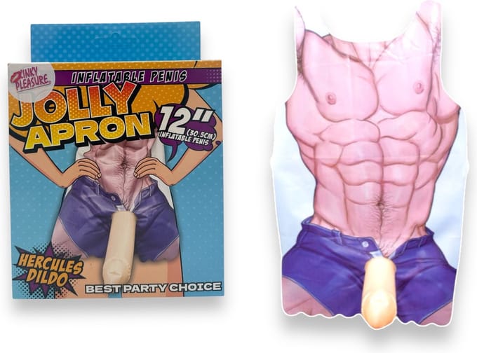 Grappig Keukenschort met Opblaasbare 12” Penis