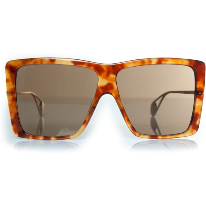 Gucci, Havana bruine oversized zonnebril