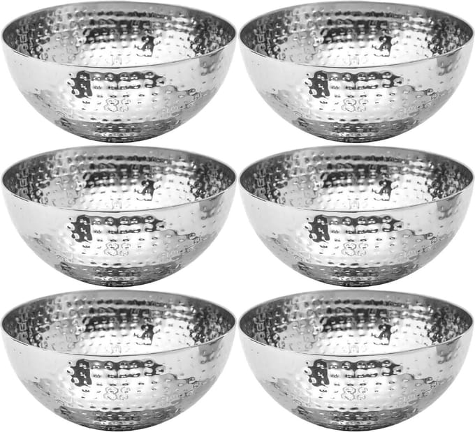 Secret de Gourmet - 6x - Slakommetjes/schaaltjes - rvs metaal - D13 cm