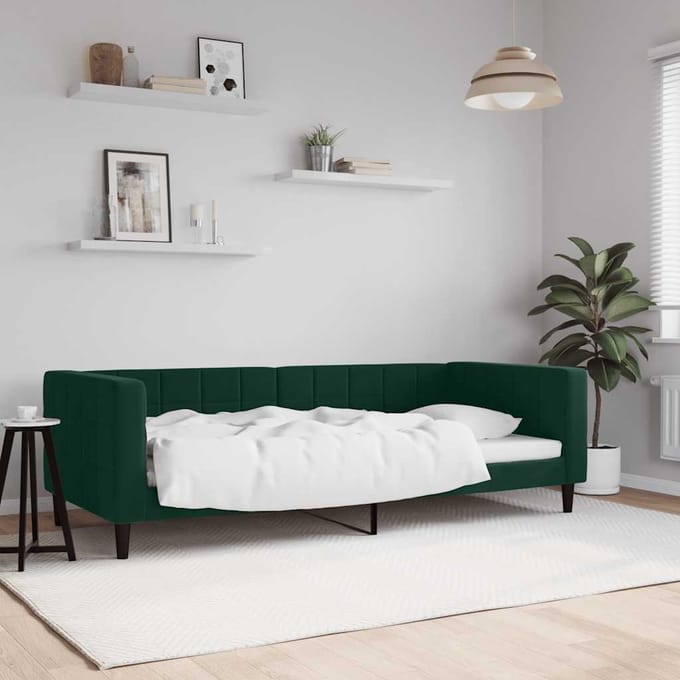 vidaXL - Slaapbank - 90x200 - cm - fluweel - donkergroen
