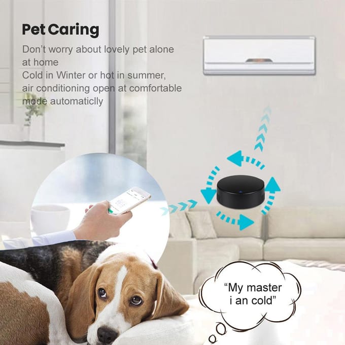 WiFi Slimme IR Afstandsbediening Universele Mini IR Afstandsbediening met Temperatuur- en Vochtigheidssensor zwart