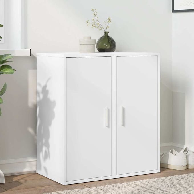 vidaXL - Schoenenkasten - 2 - st - 32x35x70 - cm - bewerkt - hout - wit