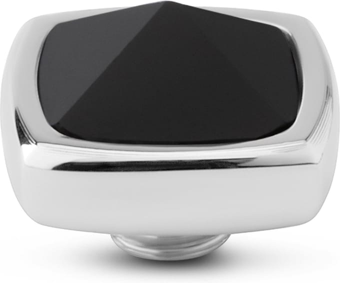 Melano Vivid Boxy CZ Steentje Zwart Zilver