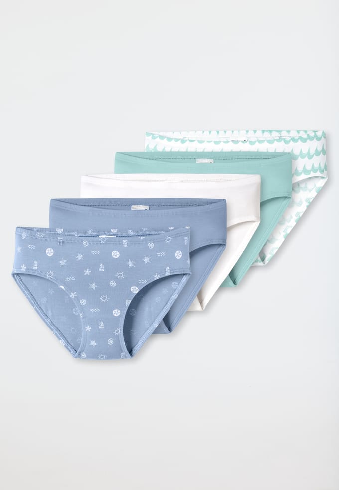 Slips, set van 5, golvend, schelpjes, meerkleurig - 95/5 92