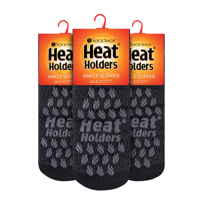 Thermische pantoffels voor heren van Heat Holders - 3-pack lage antislipsokken