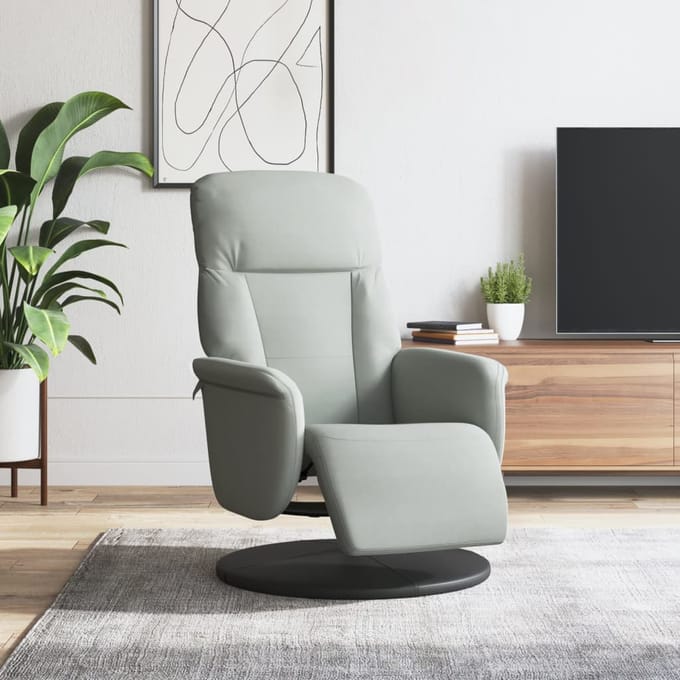 vidaXL - Fauteuil - met - voetensteun - verstelbaar - fluweel - lichtgrijs