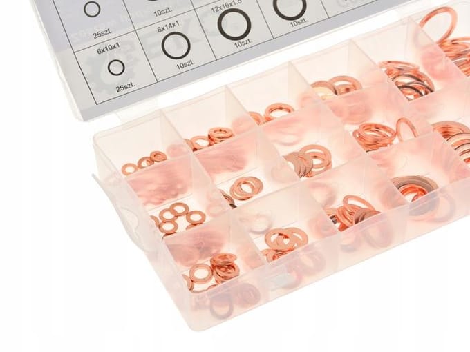 GEKO Koperen ringenset - 220 stuks - Corrosiebestendig - Elektrisch geleidend - Diverse maten